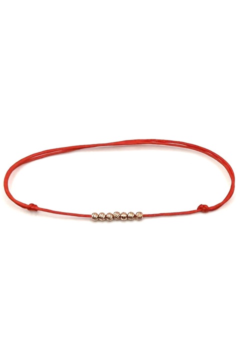 Bratara Noroc cu 7 bile din argint pe snur rosu reglabil, Mardwqftisor, Dinuzete, Roz
