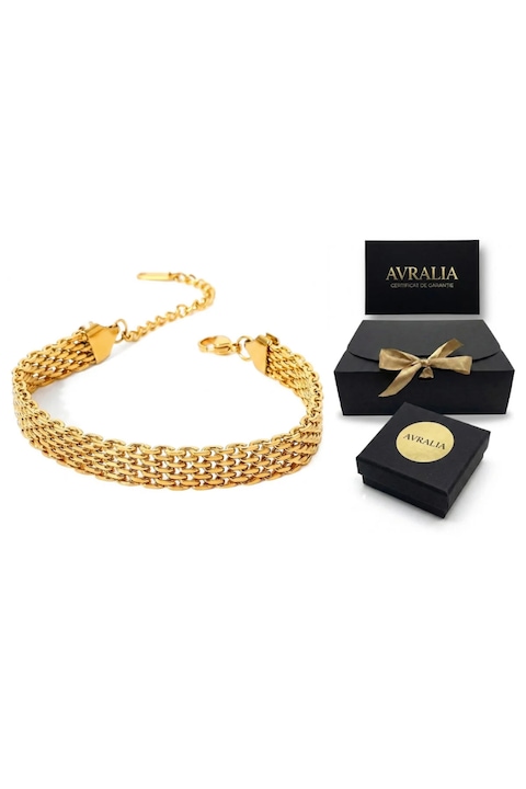 Bratara placata cu Aur 18K, Design Impletit Premium, Rezistenta la Apa, Reglabila, Pachet Cadou inclus