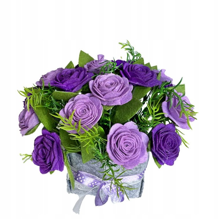 Set Aranjament Floral DIY, Habarri, Material Fetru, Varsta Minima 8+, Nivel Dificultate 6/7, Produs Certificat CE, Floare 5 cm, Ramura Verde 19 cm, Dimensiuni Cos Dupa Asamblare 10x10x18 cm, Multicolor