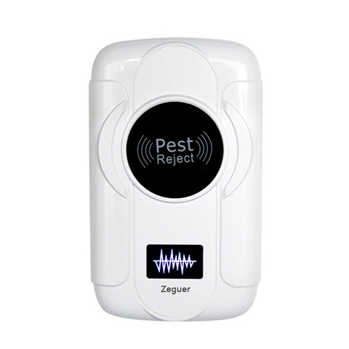 Апарат против вредители с ултразвук, Zeguer, За мишки, насекоми, Против, комари, мухи, мравки, Безопасен за хора и домашни любимци, бял