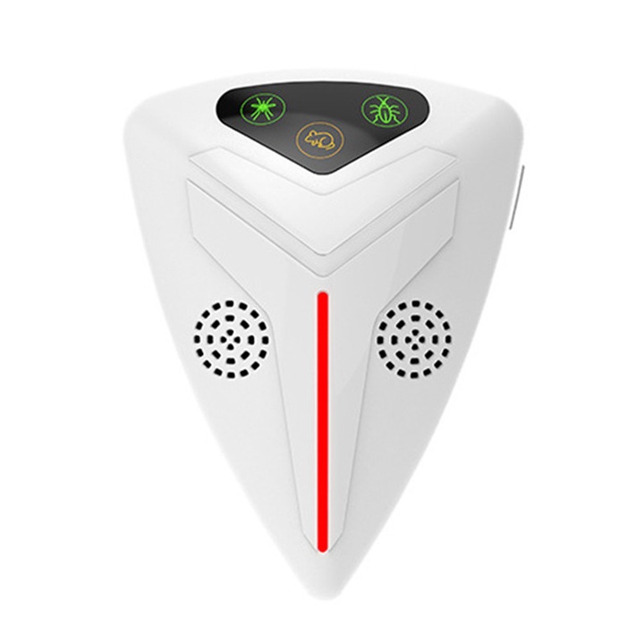 Апарат против вредители с ултразвук, Zeguer, 3 режима със светлини, За мишки, насекоми, против комари, мухи, мравки, 360° покритие, Нощен режим, бял