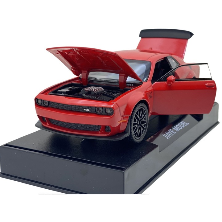 Fém makett replika Dodge Charger piros, nyitható ajtók, motorháztető, csomagtartó, hang és fény