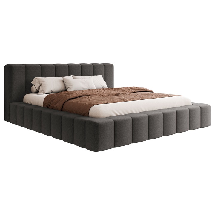 Pat tapitat Makira 180x200, MIRJAN 24, otel, 216x239x82 cm