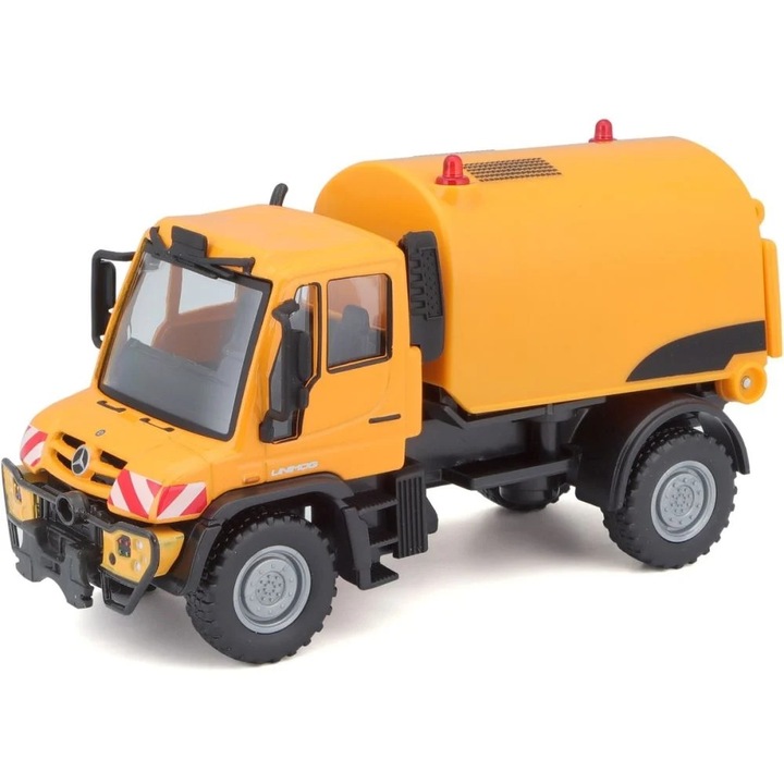 Macheta Maisto Mercedes Benz Unimog Road Sweeper 1:43 portocaliu replica metal die-cast
