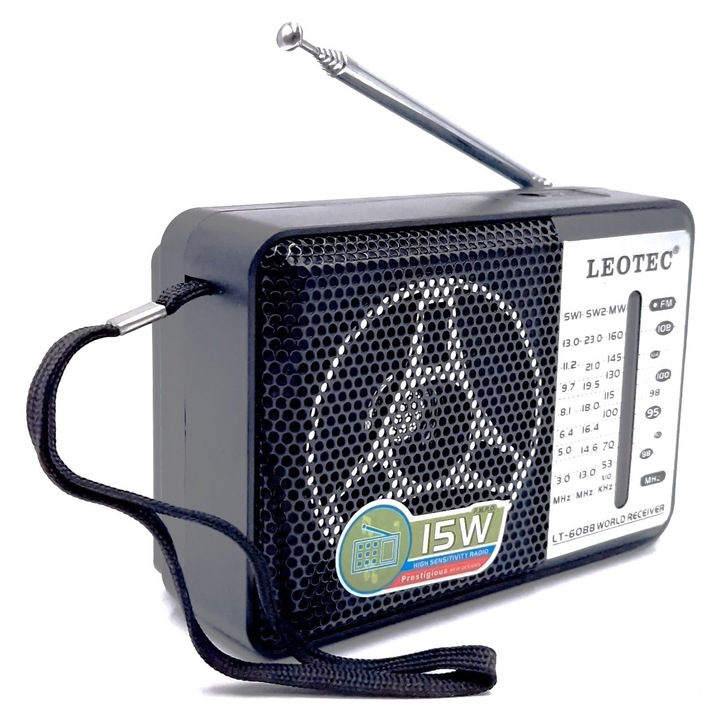 Radio portabil cu baterii Leotec LT-608, AM/FM/SW1/SW2