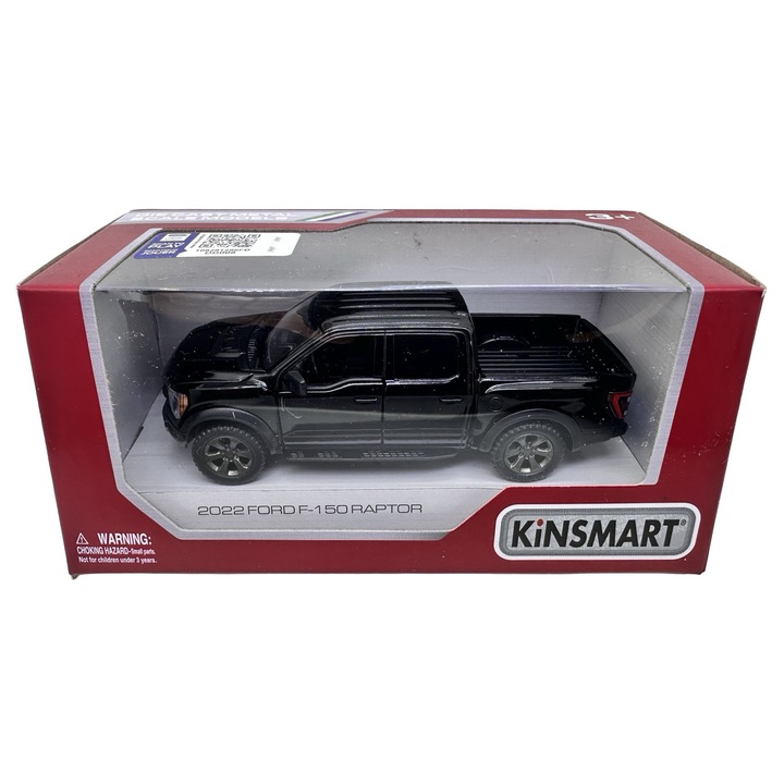 Macheta Kinsmart Ford F-150 2022 1:36 fekete fém die-cast modell