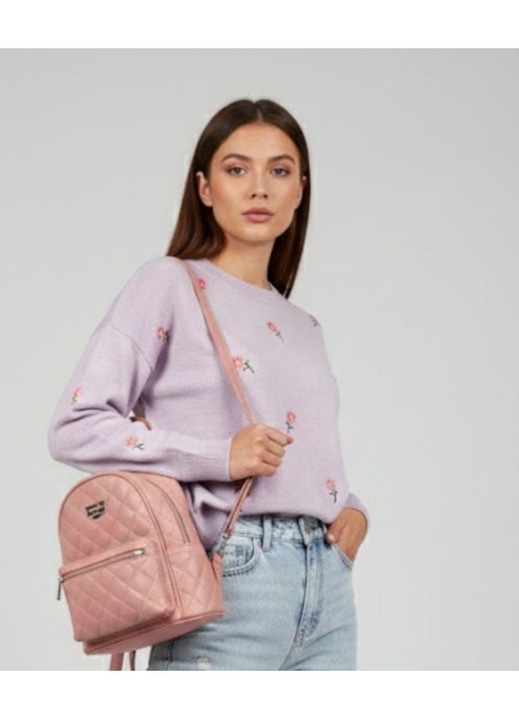 Női pulóver, pamut, díszítő rátétekkel, lila, S/M méret