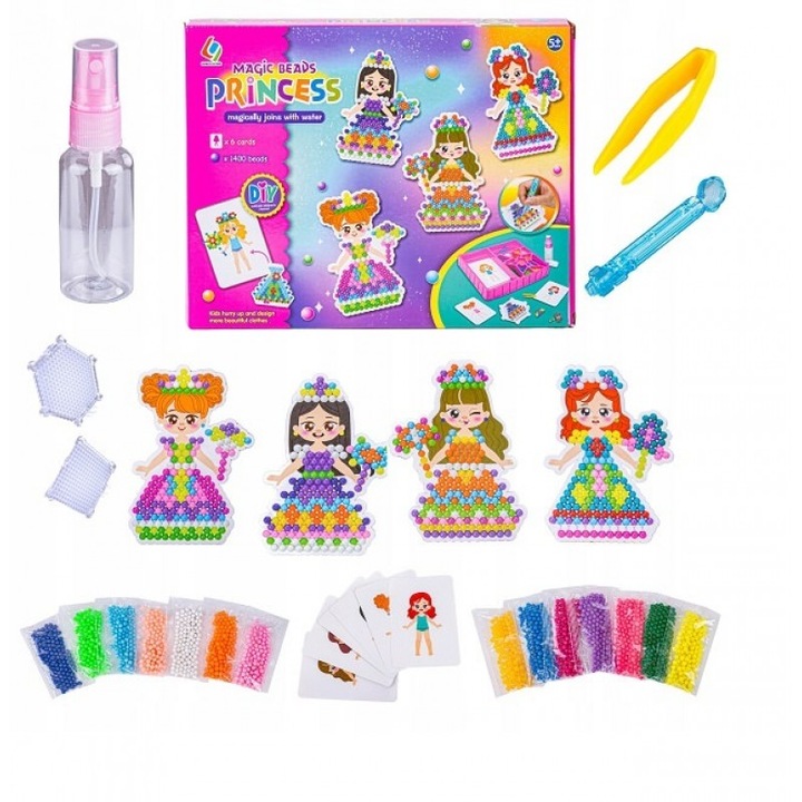 Set creativ de artizanat pentru fetite cu margele acvatice Magic Beads, Printese, +5 ani