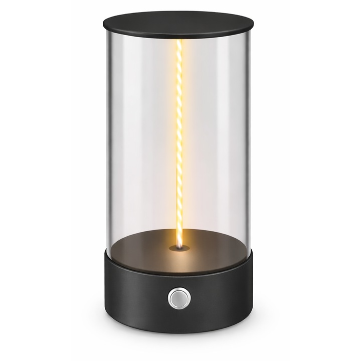 Lampa de masa LED wireless cu filament magnetic modelabil, reincarcabila USB-C, design minimalist, lumina ambientala