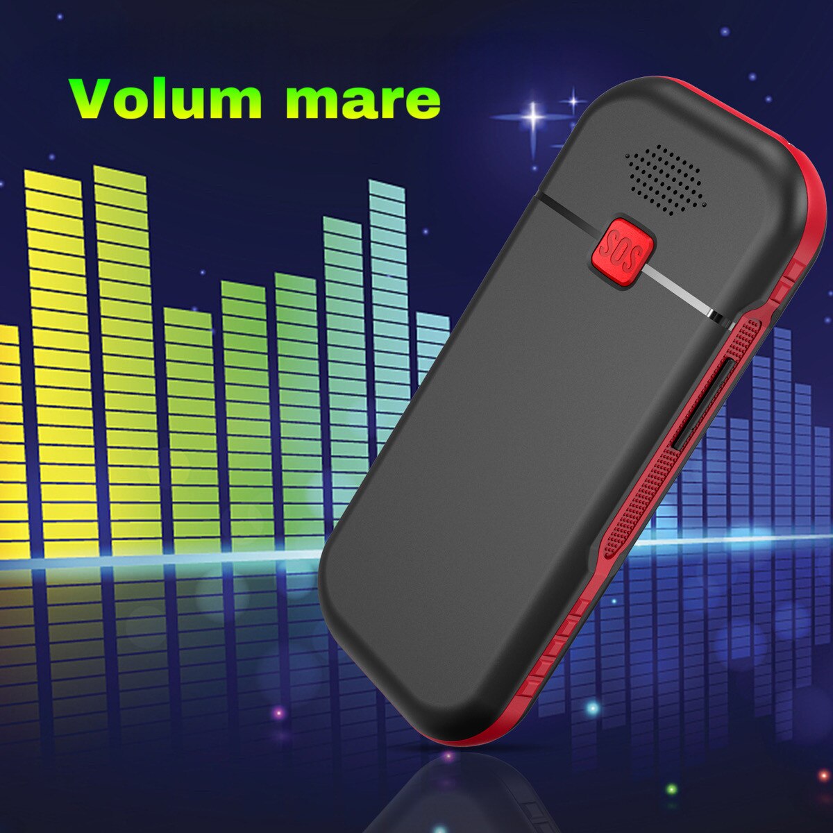 Telefon Mobil Seniori, Dual Sim, Buton SOS, Bluetooth, Radio FM, Baterie de Lunga Durata, Lanterna, Functie Apel Rapid, Incarcare USB-C si Stand, Sunet Puternic, Display 1.77 inch, Butoane mari pentru Varstnici, WIRSEN®, Negru
