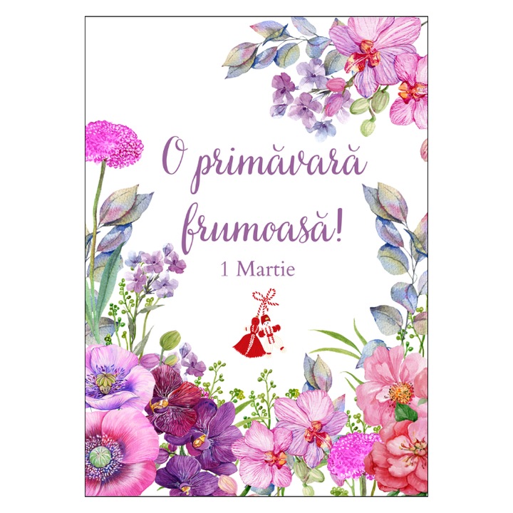 Felicitare 13x18 cm cu plic inclus, 1 Martie/8Martie/Martisor/Ziua femeii, model 5