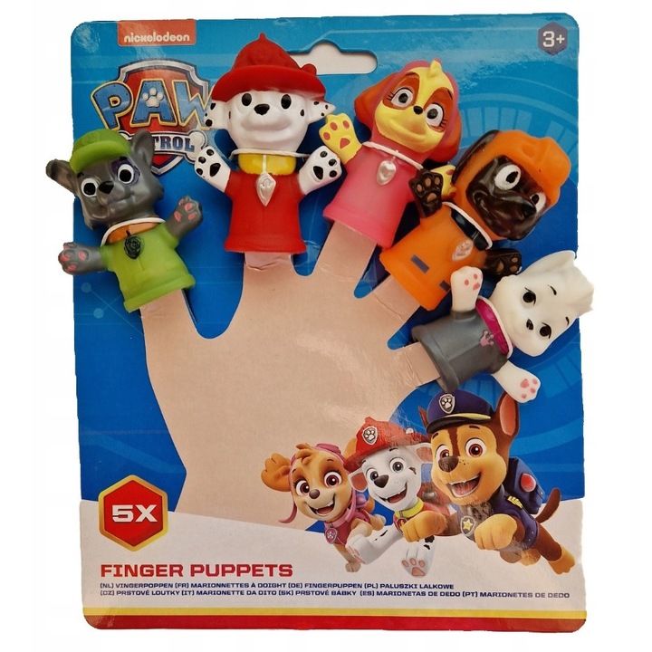 Set 5 papusi de degete Paw Patrol, Hasbro, diverse culori, materiale sigure, pentru copii