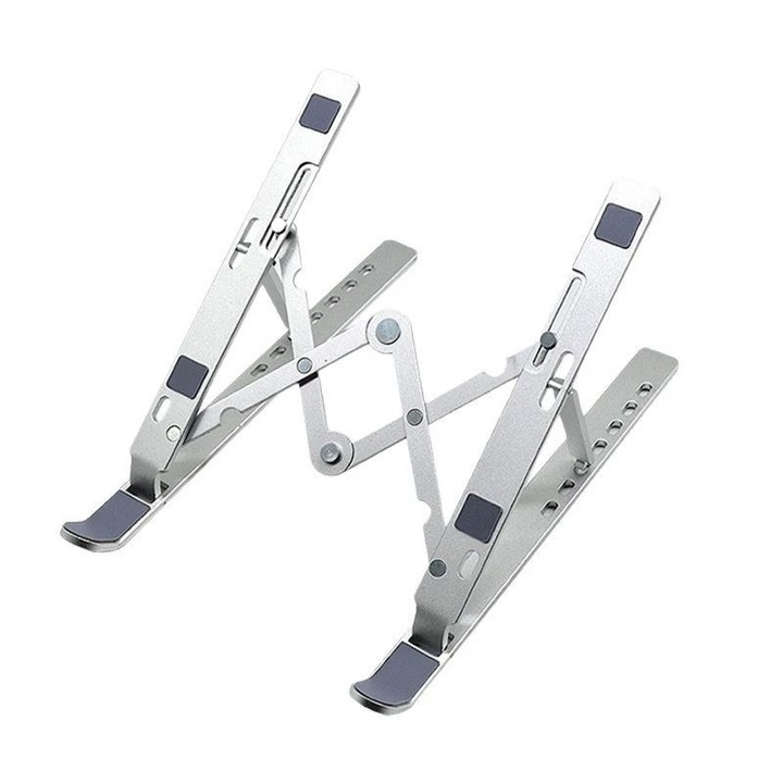 Suport pentru laptop Green Leaf, pliabil, ergonomic, argintiu, 10x15.6 inci