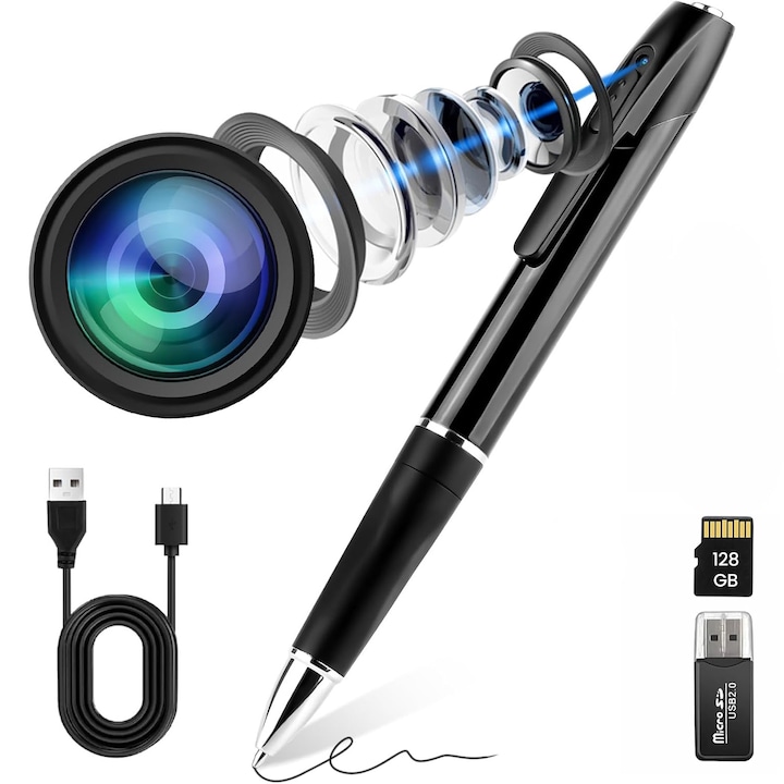 Pix Camera Spion WiFi Full HD 1080P 128GB, Wi-FI, Mini Camera Ascunsa in Pix, Detectie Miscare, Streaming Live, Control Remote Aplicatie Mobila, Pix Functional Scriere