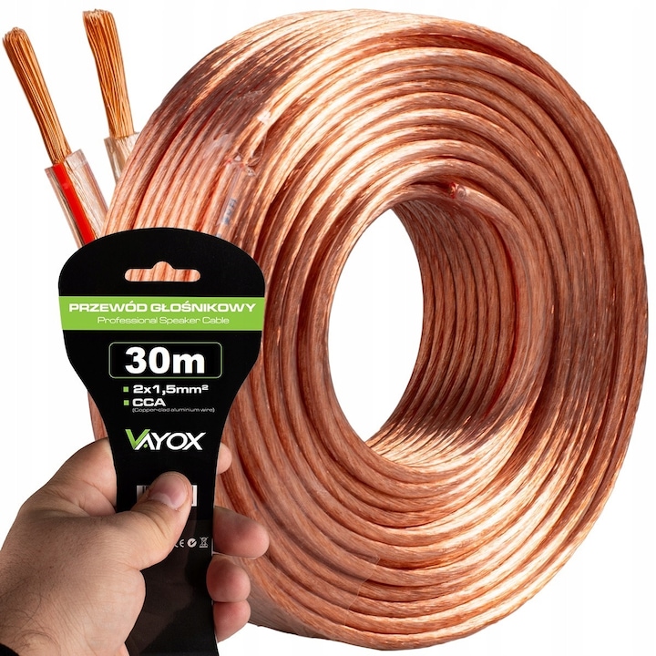 Cablu difuzor, pentru boxe Vayox CCA 2x1.50mm 30m, Hi-Fi