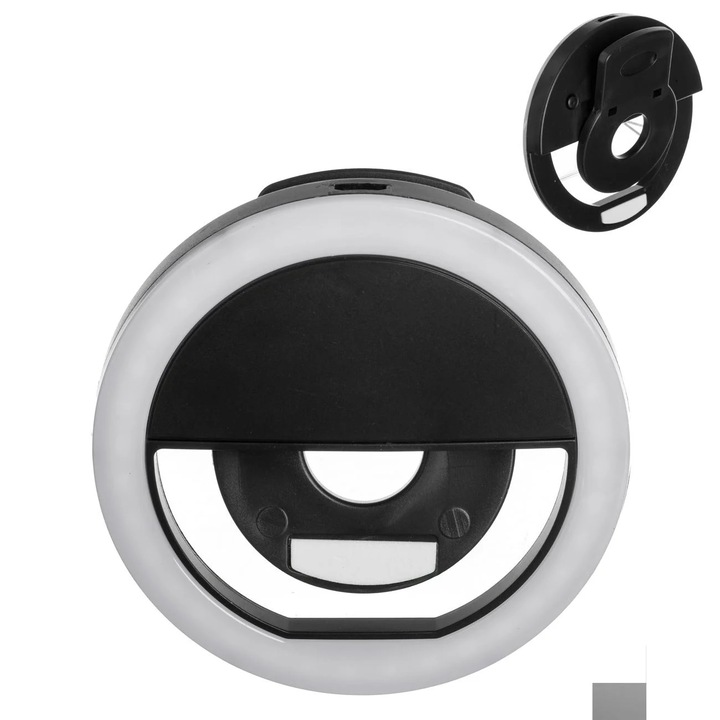 Mini gyűrűs lámpa USB, 4 funkció, fehér