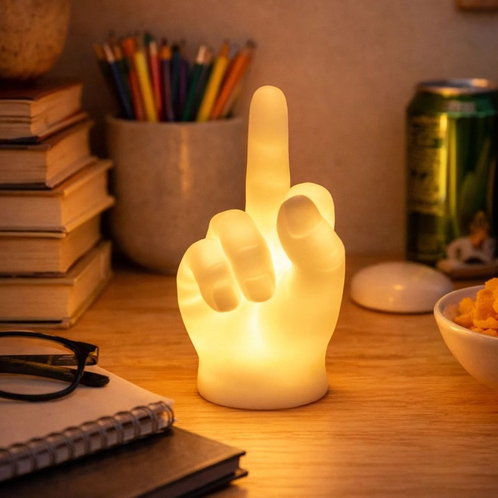 3D középső ujj lámpa modell, fehér