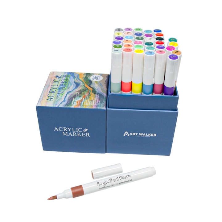 Комплект от 36 маркера за рисуване, живи цветове, на водна основа, нетоксични, идеални за рисуване, оцветяване и подарък