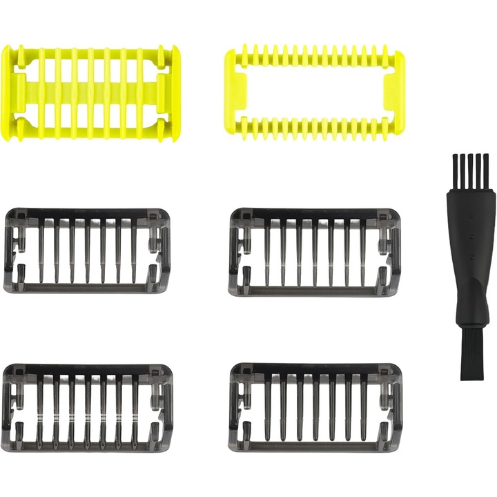 Set 7 accesorii pentru Philips OneBlade, piepteni ghid, 1/2/3/5mm, Negru/Galben