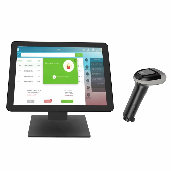 Pachet POS OptimX Monitor Touchscreen Pro MY19 19 inch, VGA, HDMI, USB, VESA + Cititor Coduri de Bare OptimX H1000, 1D/2D/QR, USB