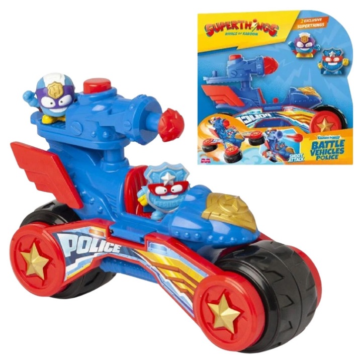 Set Vehicul Polițienesc cu Dronă și Motocicletă, Magic Box, 2 Figurine, Multicolor, 10x10x10cm