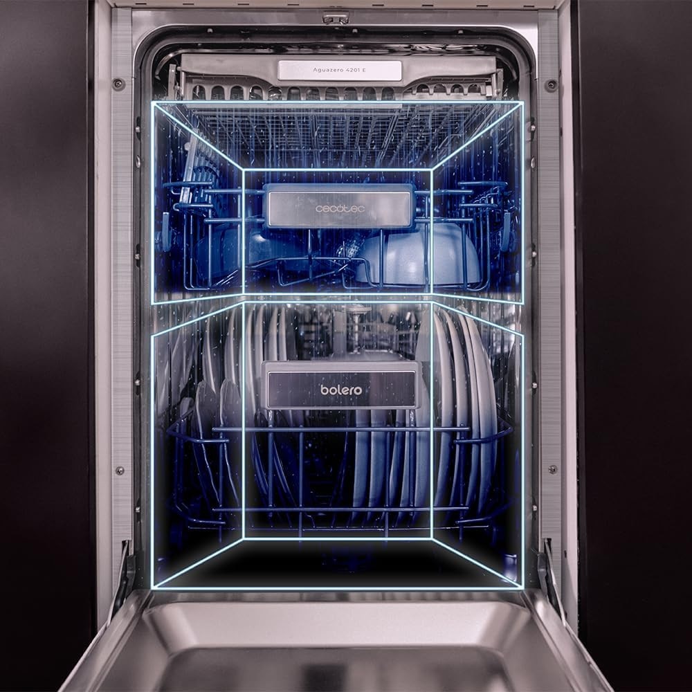 Masina de spalat vase incorporabila Cecotec, Bolero Aguazero, 11 seturi de vase, 6 programe spalare, mod Intensiv/Eco/Auto/60 min/Rapid, functie prespalare, pornire intarziata 24 h, spalare Dual Zone, inox