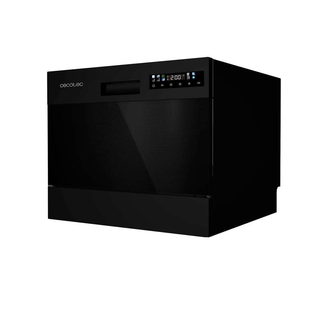 Mini masina de spalat vase incorporabila Cecotec, Bolero Aguazero Dark Mini, capacitate 6 seturi, 8 programe prestabilite, functie Dry+, temperatura max 70°C, functie antibacteriana Germ Shield, autocuratare, negru