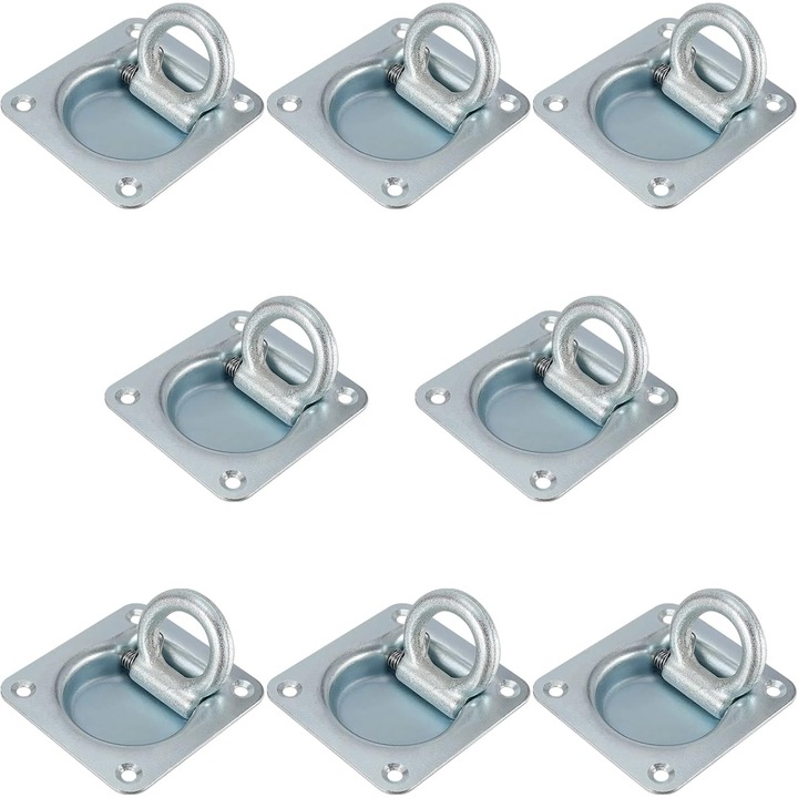 Pachet de 8 inele de ancorare, inele de ancorare cu inel D de 800 kg, inele de ancorare pandantive 102 x 95 mm, inele de ancorare pentru remorci, carlige, camioane, barci, argintii