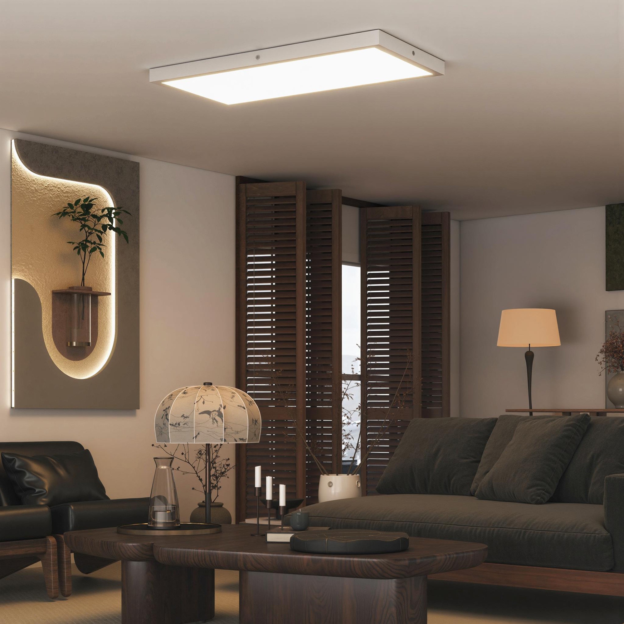 HOMCOM Set 2 Plafoniere LED Ultra Sottili 60x30x3,7 Cm – Colore Regolabile 3000K/4000K/6000K, 24W, 2500 Lm, Bianco, Design Moderno