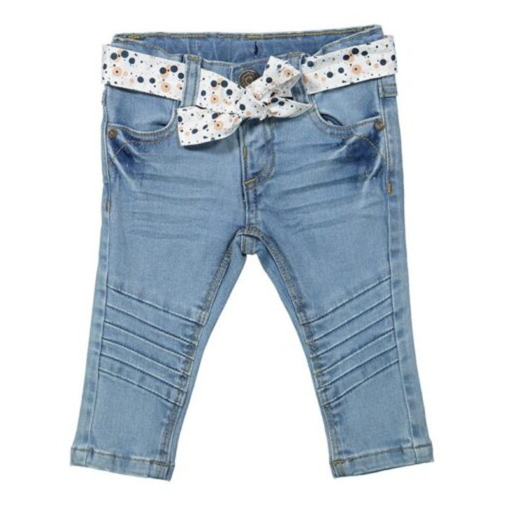 Blugi fete, Dirkje, bumbac, cu cordon si buzunare, albastri, Albastru