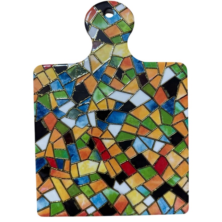 Kerámia Vágódeszka (Edénytartó) Fogantyúval – 24x17 cm, 5 mm, Többszínű