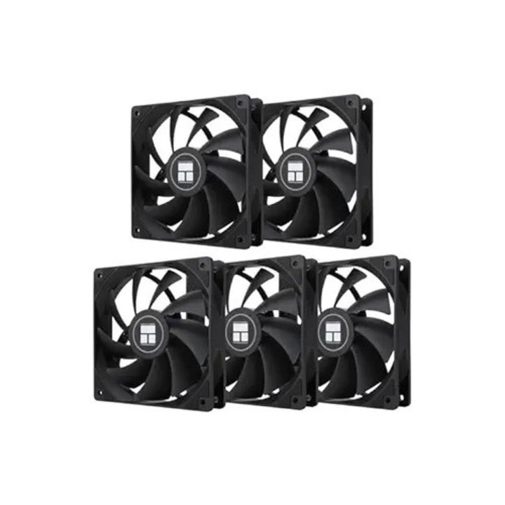 Set 5 Ventilatoare PC Thermalright TL-C12C, 120 mm, 1550 RPM, PWM control, racire carcasa si watercooling, Plastic si metal, culoare Negru