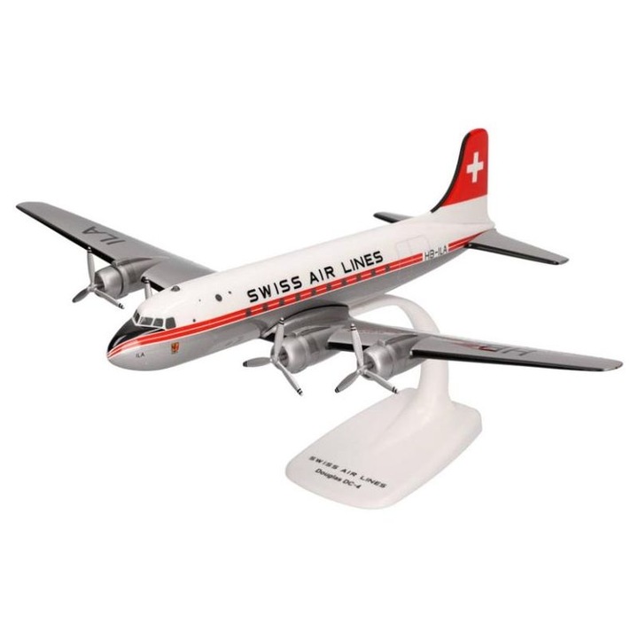 Macheta avion Douglas DC-4, SWISS AIR LINES, 1:125, plastic, 22.5 cm