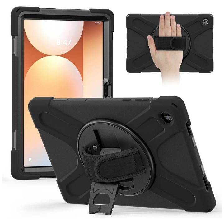 Carcasa 4smarts Rugged Case Grip compatibila cu Samsung Galaxy Tab A11 Plus, 11 inch, Negru