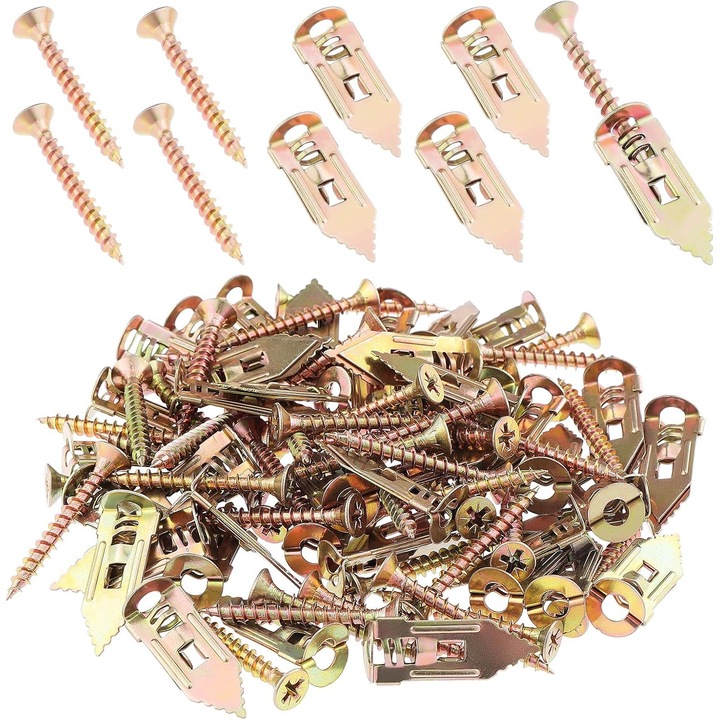 Set 200 dibluri auto-perforante cu suruburi, otel zincat, 12x30 mm, Cu Suruburi, In Cutie Plastic