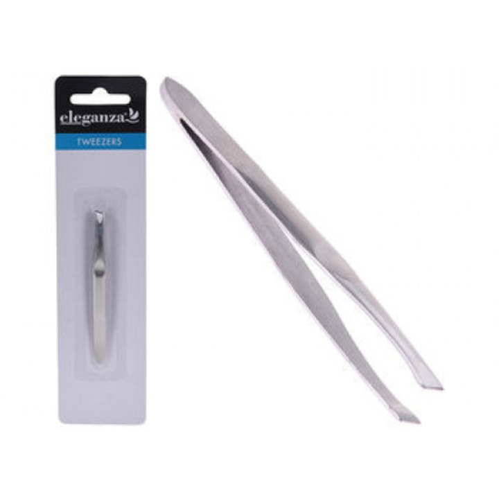 Pensetă standard Eleganza, 9cm, inox, capete unghiulare