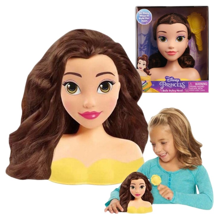 Комплект глава за прически, Hasbro, Бела, пластмасов материал, аксесоари за коса, брюнетка, подвижни аксесоари, 30 x 10 x 10.5 см, многоцветен