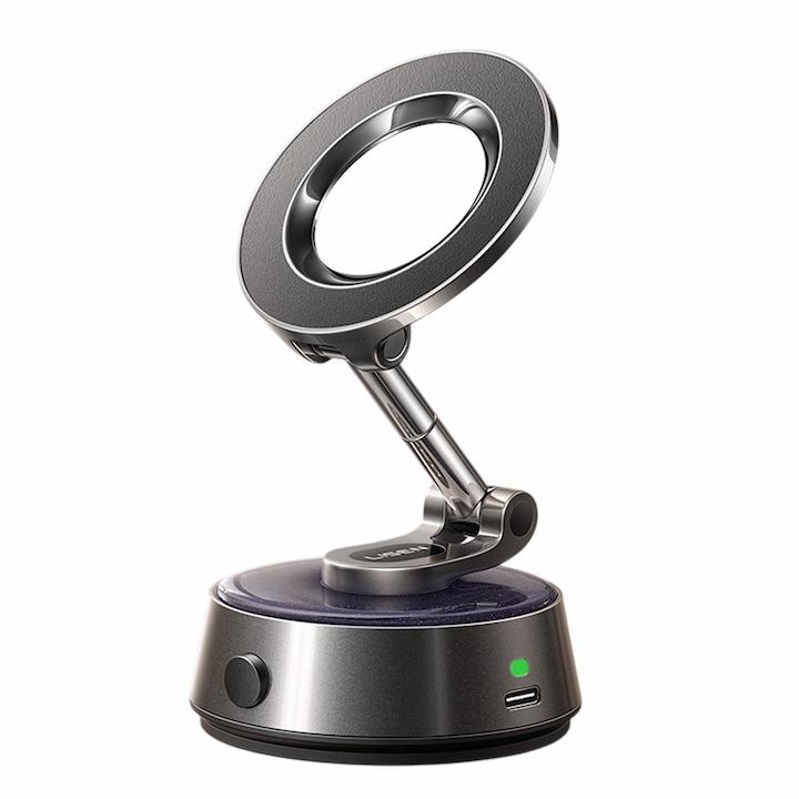 Lisen mágneses autós tartó, 360 fokos forgatás, elektromos vákuum, Space Gray