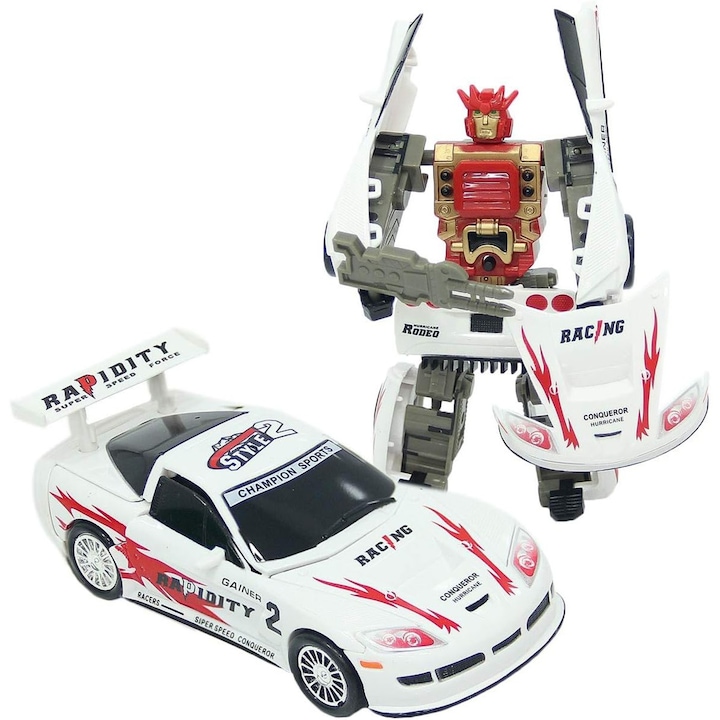 Robot transformabil 2 in 1 Masina si Robot de Lupta Conversion Robot, culoare - Alb