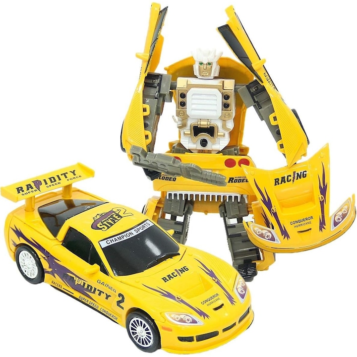 Robot transformabil 2 in 1 Masina si Robot de Lupta Conversion Robot, culoare - Galben