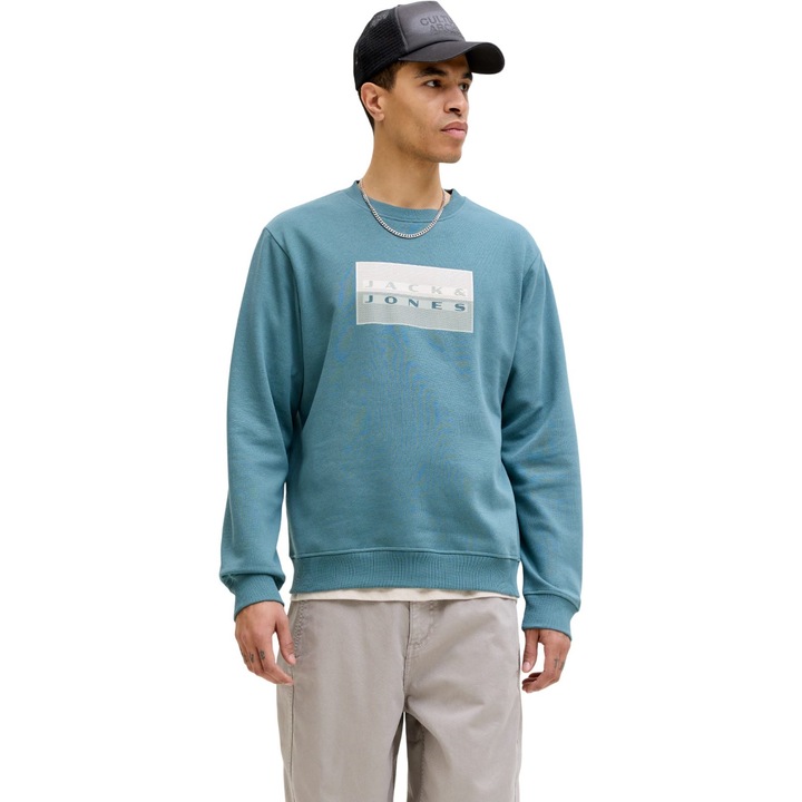 Bluza JACK &JONES Fusion Graphic Sweat Crew 54705, Turcoaz
