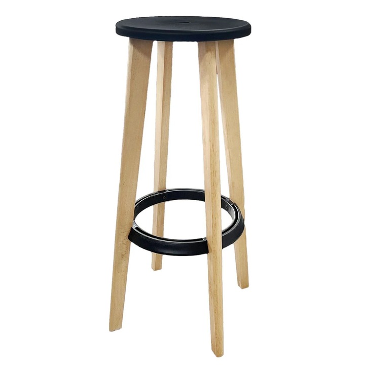 Scaun tip Taburet Rotund Inalt din Lemn 33x33x76cm - 1buc