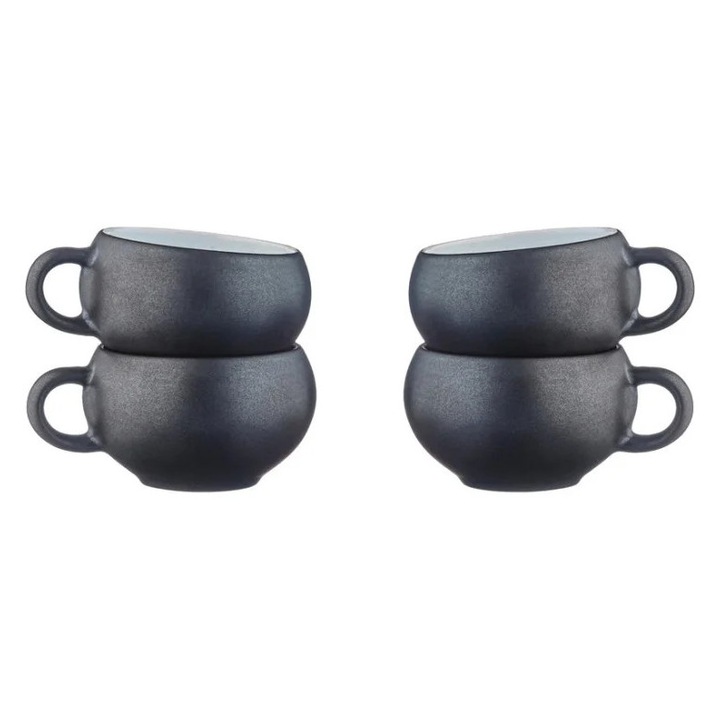 Set 4 cesti espresso Björn, Gourmet Onyx, ceramica neagra mat, 120ml, diametru 8cm x inaltime 5cm
