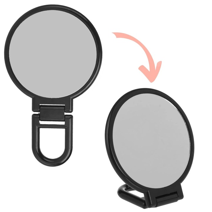 Oglinda de Buzunar Rotunda Neagra cu Maner Ø9x15,5cm