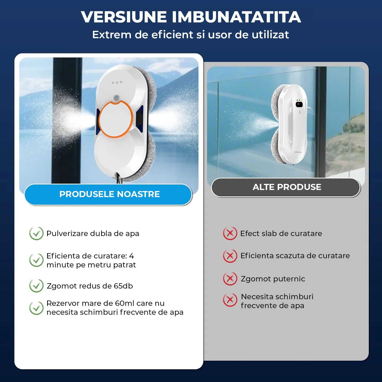 Robot Curatare Geamuri Elindor, 5600 Pa, Telecomanda, Alb, 30x19x16cm