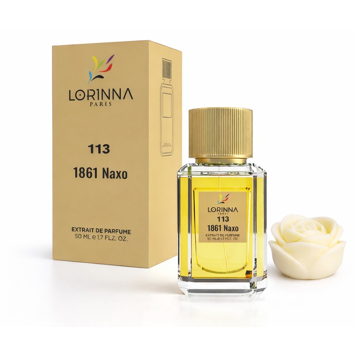 Extract de Parfum Lorinna Paris Parfum 113 Naxo, unisex, 50 ml cu lumanare parfumata, ceara naturala