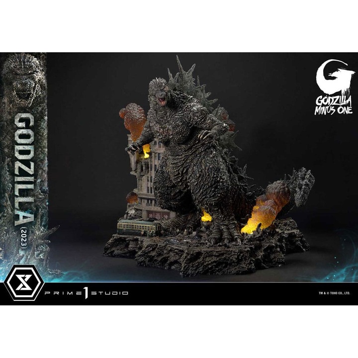 Godzilla Figura Bónusz Verzió 2023, 70 cm, LED világítással, többszínű, szettben