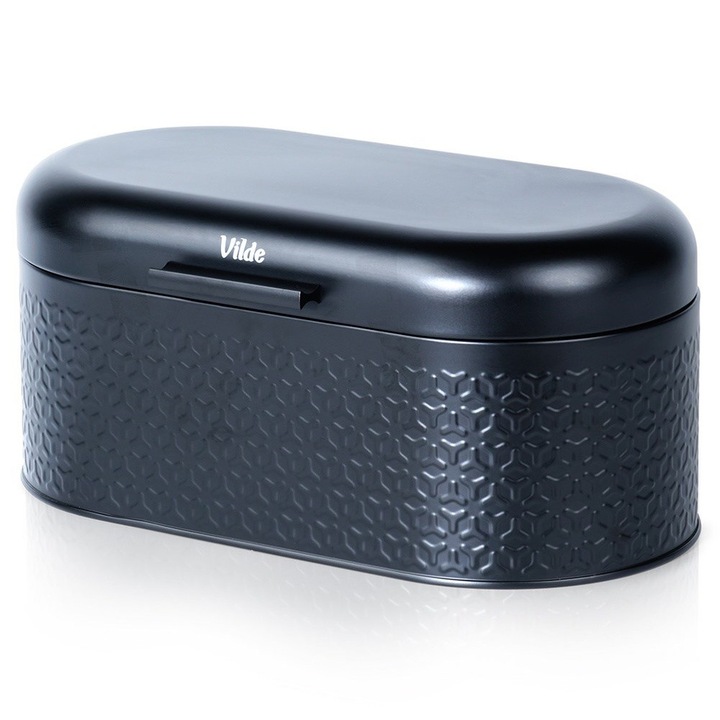 Кутия за храна Artemis, метална кутия за хляб, модерен дизайн, 34x20x15см, черна