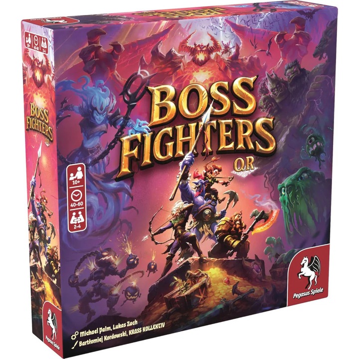 Joc de societate, PEGASUS SPIELE, Boss Fighters QR, cooperativ, 1-4 jucători, multicolor