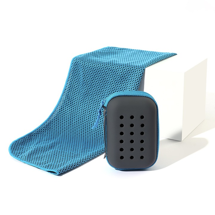 Prosop racoritor, Aiorber, uscare rapida, potrivit pentru sporturi in aer liber/fitness, 30×80 cm, albastru